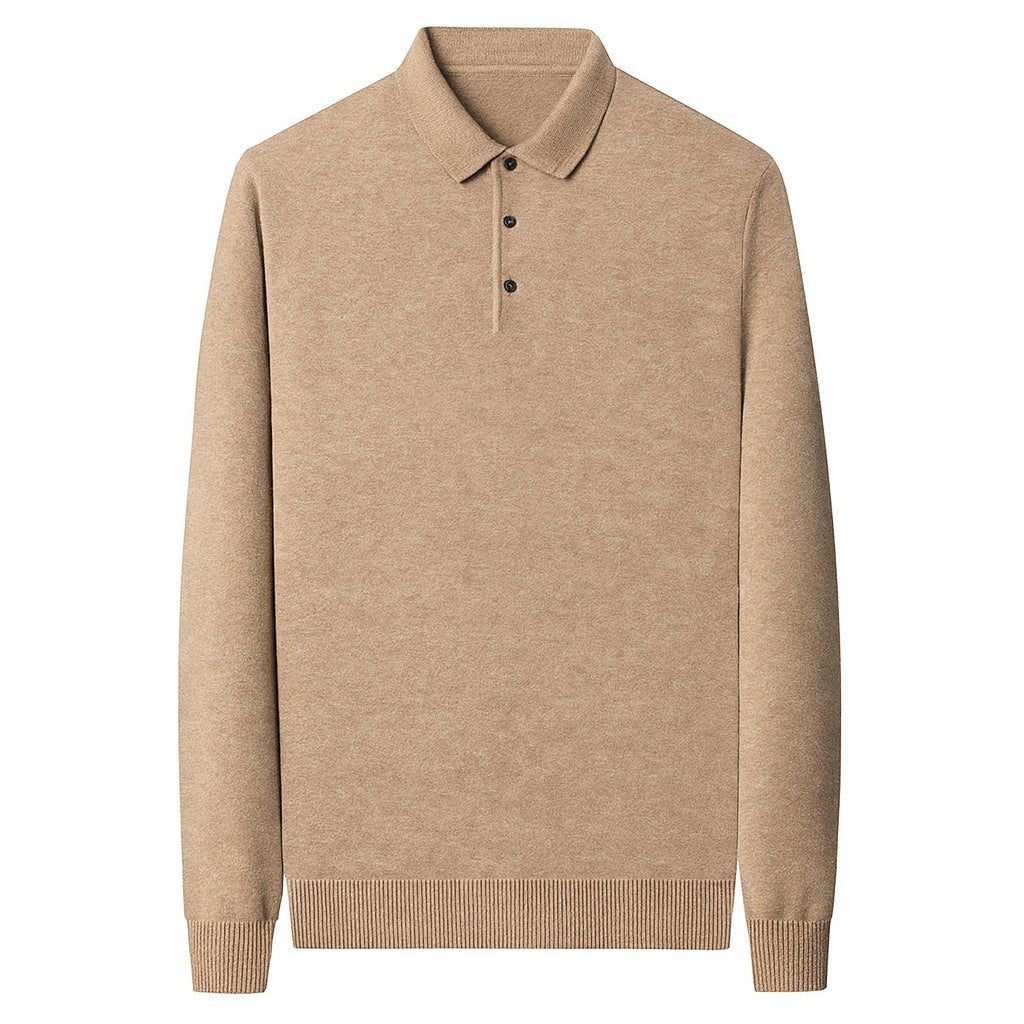 Oxford Knit Polo Shirt Sweater – Timeless Warmth and Refined Comfort