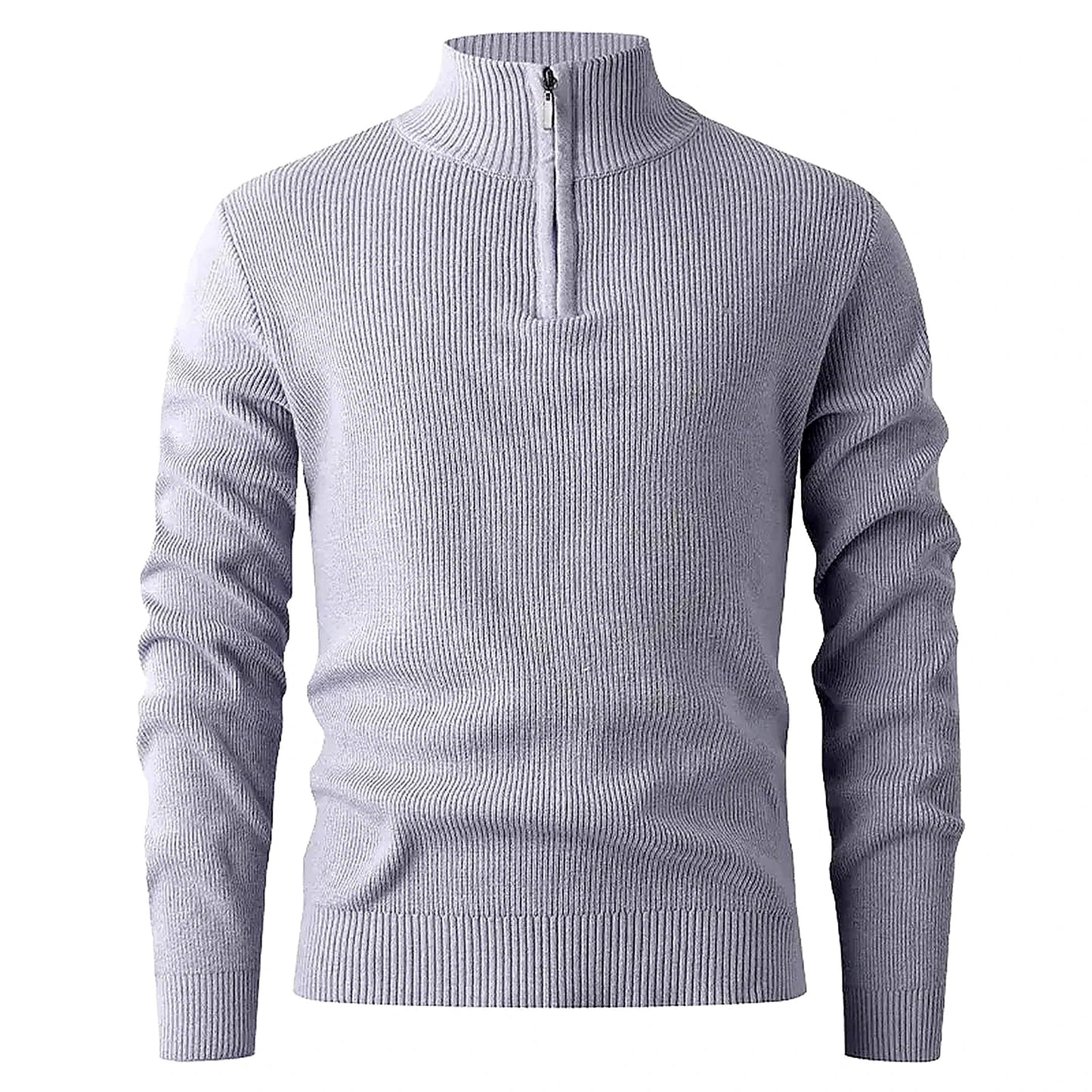 Halden Quarter Zip Knit Sweater in Grey