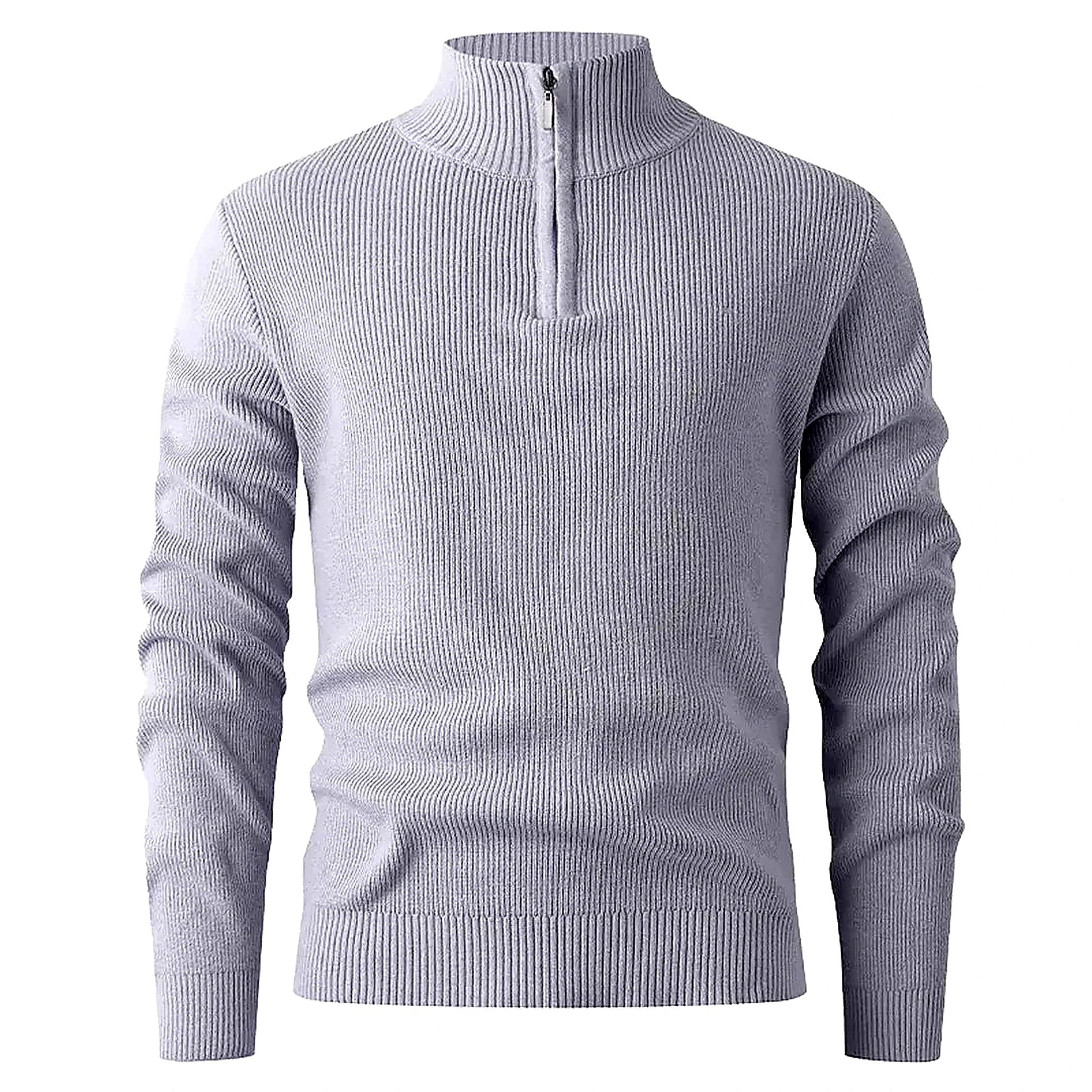 Halden Quarter Zip Knit Sweater in Grey