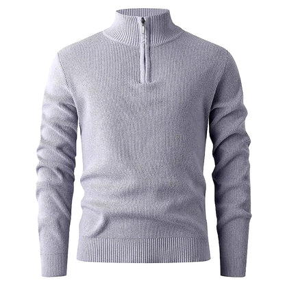 Halden Quarter Zip Knit Sweater in Grey