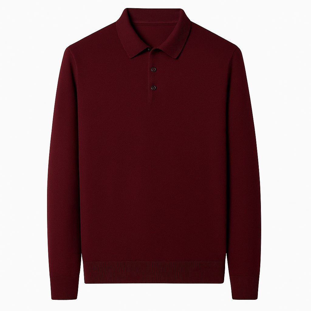 Oxford Knit Polo Shirt Sweater – Timeless Warmth and Refined Comfort