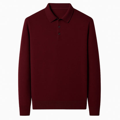 Oxford Knit Polo Shirt Sweater – Timeless Warmth and Refined Comfort