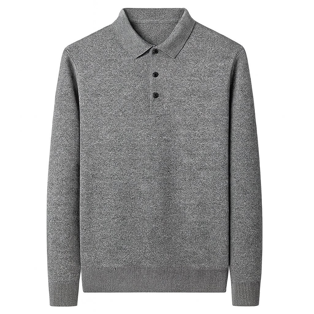 Oxford Knit Polo Shirt Sweater – Timeless Warmth and Refined Comfort