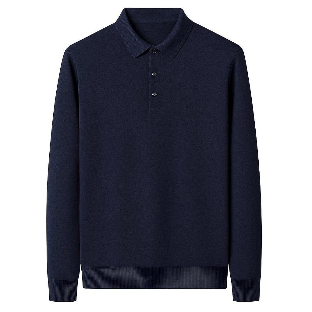 Oxford Knit Polo Shirt Sweater – Timeless Warmth and Refined Comfort