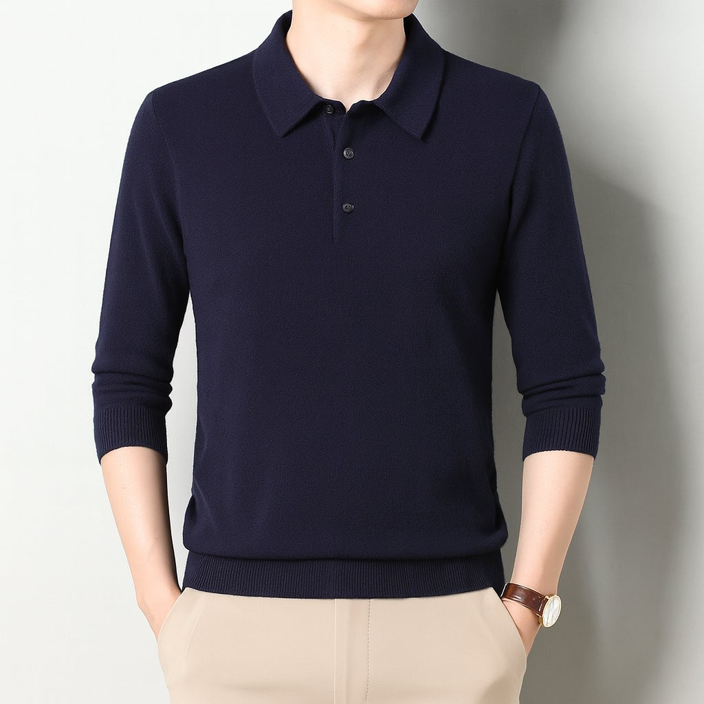 Oxford Knit Polo Shirt Sweater – Timeless Warmth and Refined Comfort