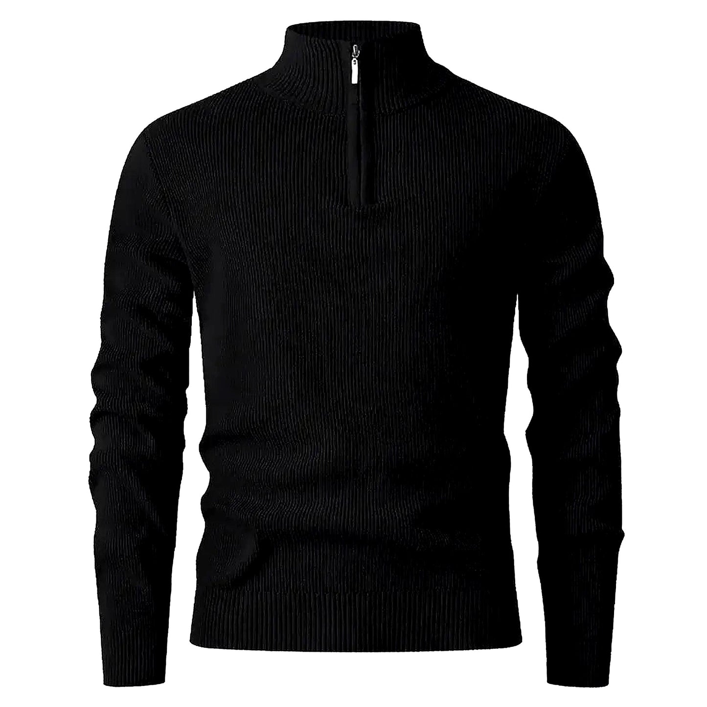 Halden Quarter Zip Knit Sweater in Black