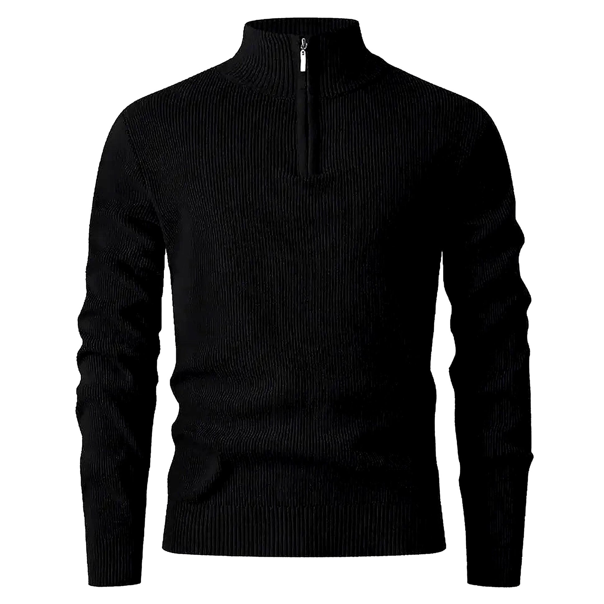 Halden Quarter Zip Knit Sweater in Black