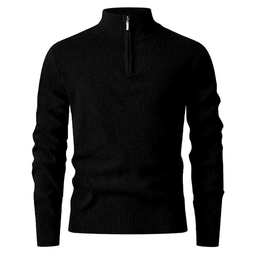 Halden Quarter Zip Knit Sweater in Black