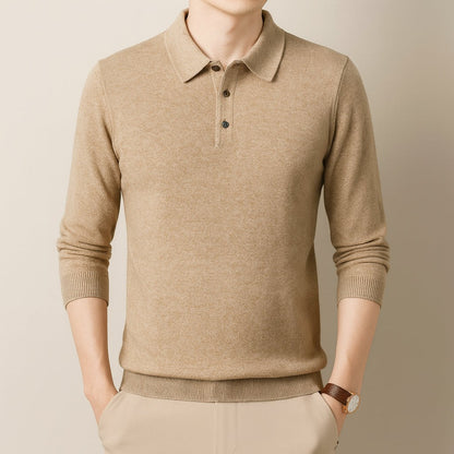 Oxford Knit Polo Shirt Sweater – Timeless Warmth and Refined Comfort