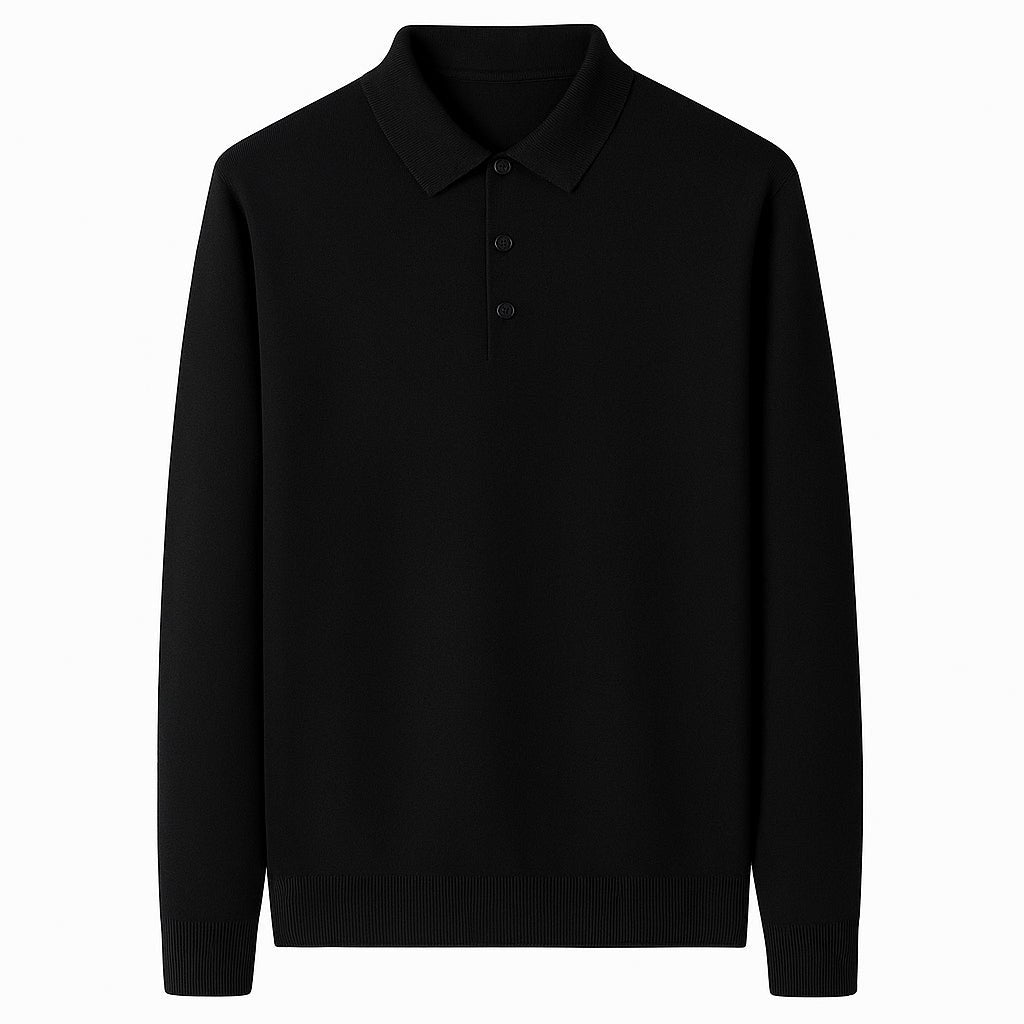 Oxford Knit Polo Shirt Sweater – Timeless Warmth and Refined Comfort